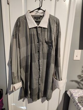 Avanti Black and White Geometric Dress Shirt